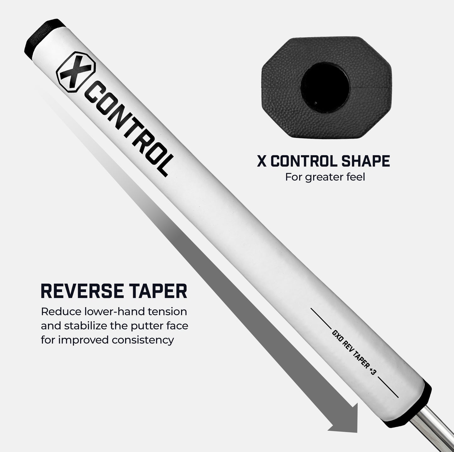 X Control Putter Grip - Reverse Taper +3